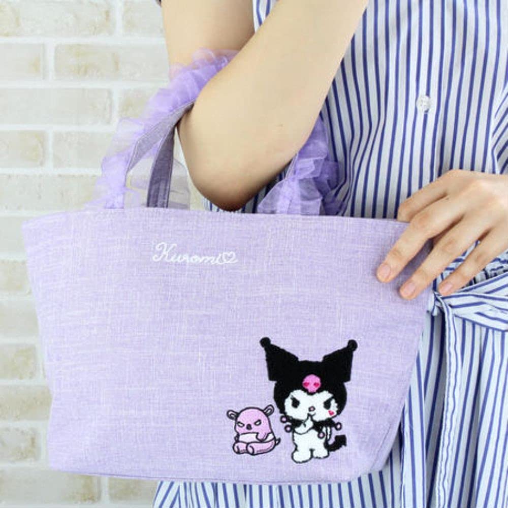 Yasuda Tsusho Sagara Embroidery Organdy Frill Bag Kuromi Frill BAG105 Purple