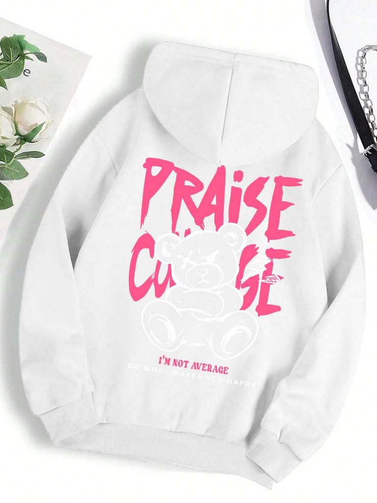 2025 Autumn New Men's Bear Letter Printed Comfortable Breathable Hoodie Outdoor City Street Style Hoodie