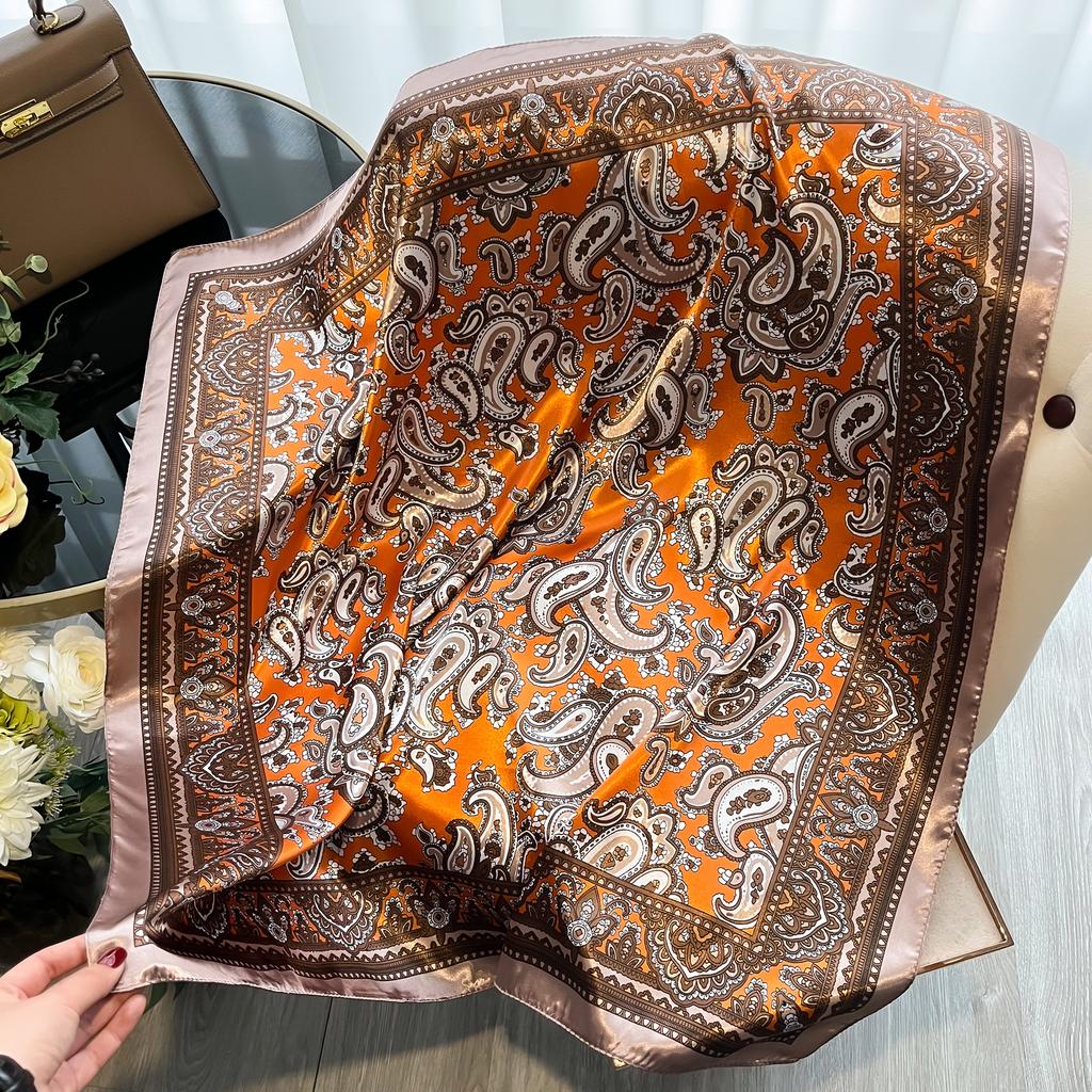 Luxury 90*90Cm Paisley Square Scarf Women Hijab Bandana Headband Ladies Shawls Bag Wrap Muffler Neckerchief Foulard