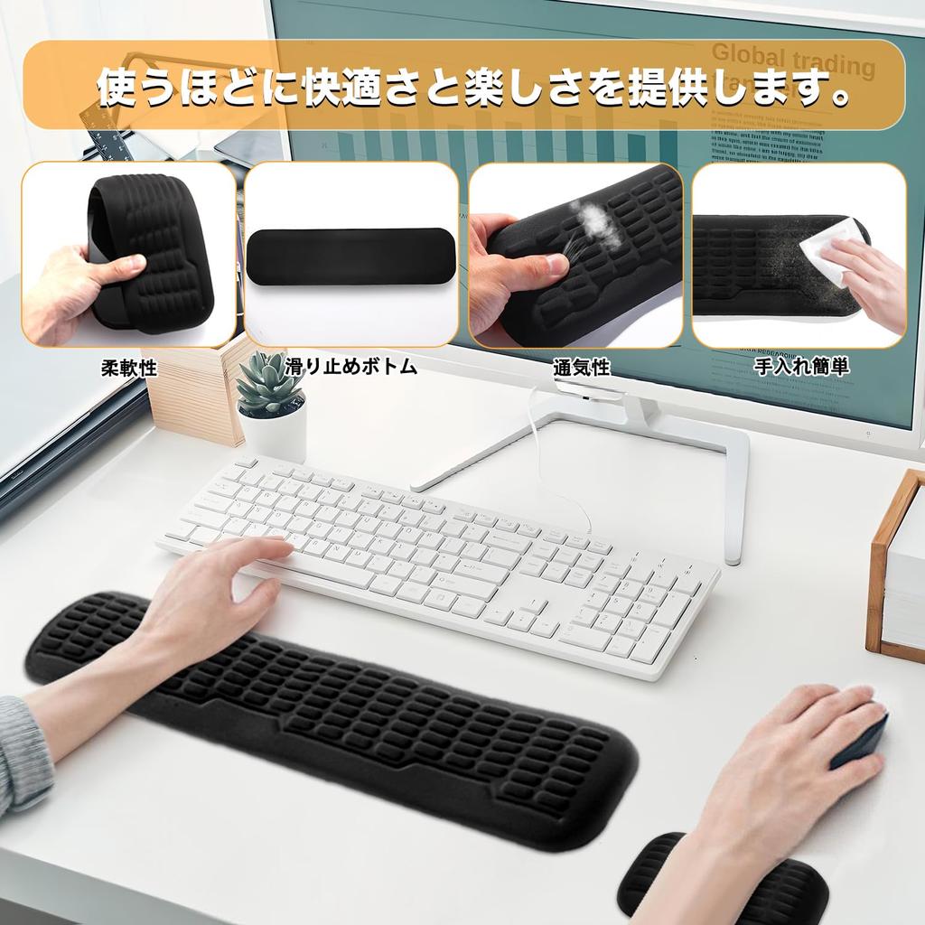 Junichiya Ergonomics Mouse Wrist Rest High Resilience Memory Foam Wave Curve Design Wrist Support Reduces Fatigue Ideal for Long Use Silicone Base 3.0