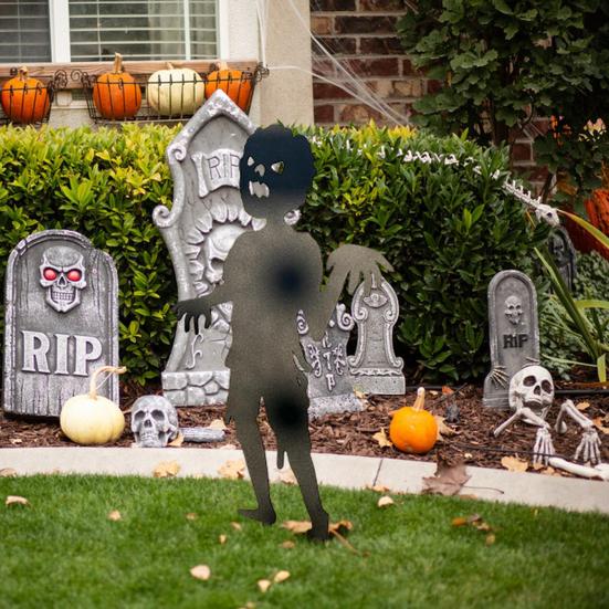 Zombie Garden Stake Metal Zombie Silhouette Yard Stake Weather Resistant Spooky Zombie