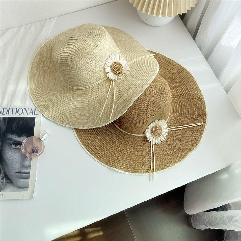 Spring Summer Bohemian Straw Hat Wide Brim Women's Sun Hat Ins Folding Straw Hats  Outdoor