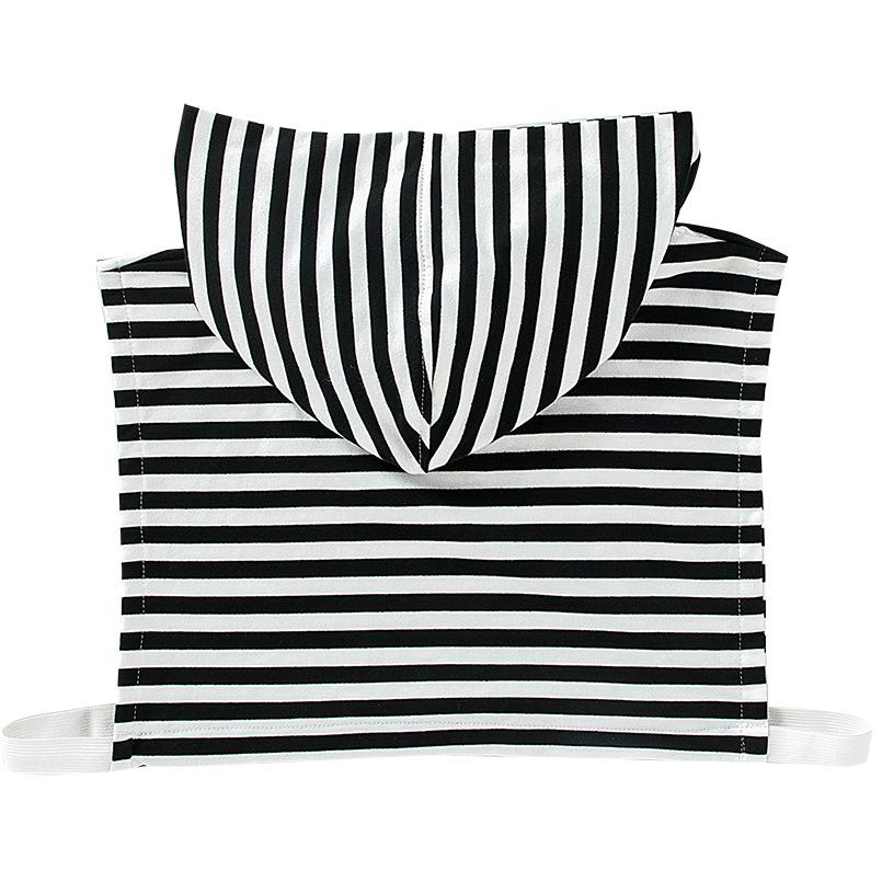 Women Girls Fake Collar with Hoodie Cap Autumn Ladies Striped Cotton Half-Shirts Sweater Decorative Sunscreen Hat Decoration