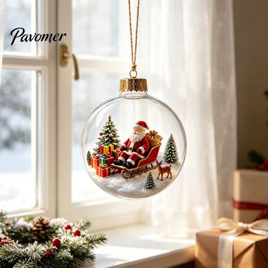 Winter Holiday Home Decor Light Up Christmas Scene Ball Ornament with Warm LED Glowing Story for Reusable Hanging Ornaments Tree and Festive