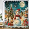 Cartoon snowman Shower Curtain Bath Curtain Santa Claus Merry Christmas Printed Bathroom Curtains for Home Decoration Curtain