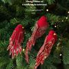1pair Glitter Finish Christmas Tree Bird Decoration Long Feather Tail Handmade Craft Artificial Bird Ornament Colorful Feathers