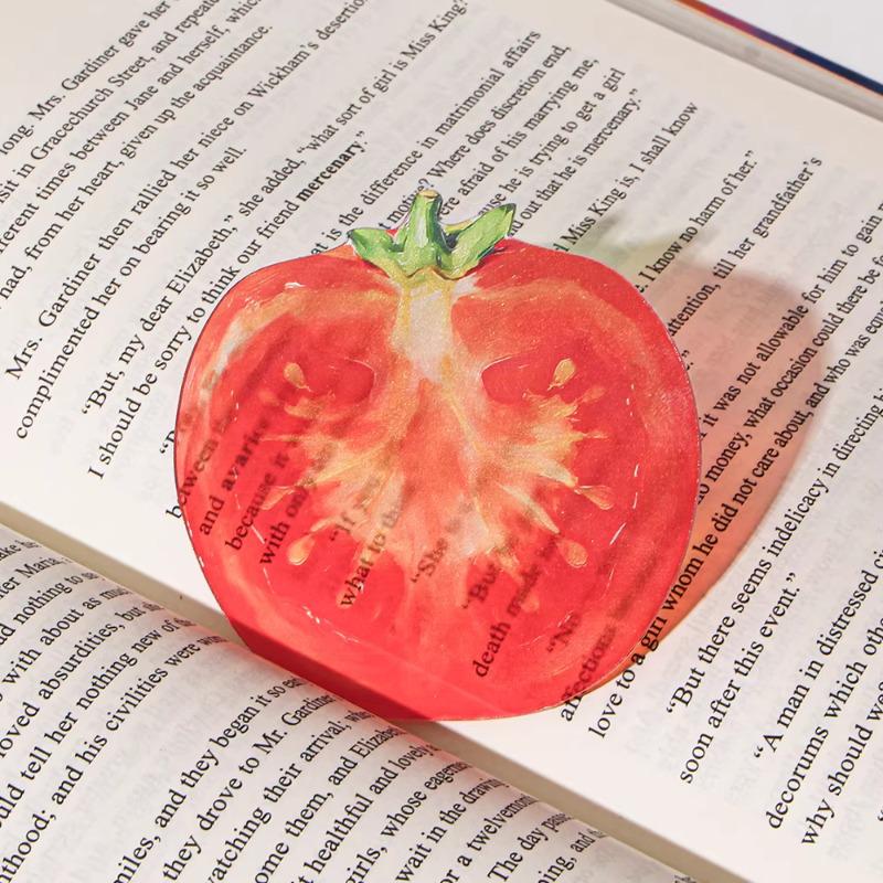 Acrylic Grape Tomato Apple Bookmark – Cute, Transparent, High-End Student Gift and Reading Marker