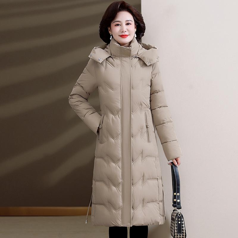 Down cotton coat women's long over-knee 2025 winter new Korean figure-flattering cotton-padded jacket large size thick cotton coat outer