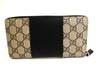 Authentic GUCCI Beige GG Coating Canvas Black Leather Round Zip Long Wallet #b097  Open Box