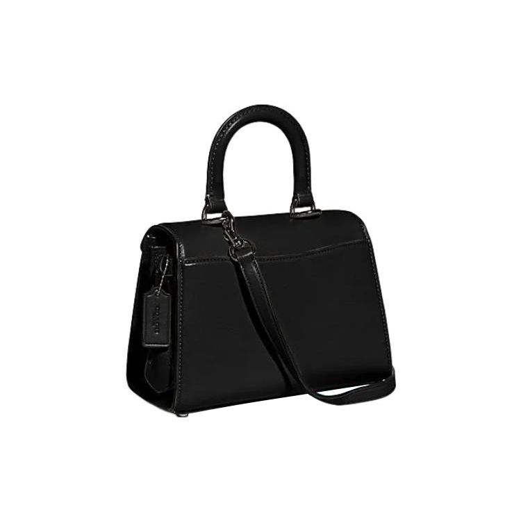 Coach Sammy 22 Solid Color Letter Logo Push Lock Closure Leather Satchel Crossbody Handbag Women Handbag Black CJ812-V5BLK