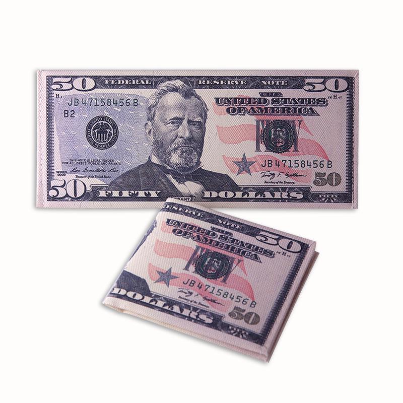 Men's Creative Wallet: Currency Print Canvas Card Holder, Customizable Designs Available