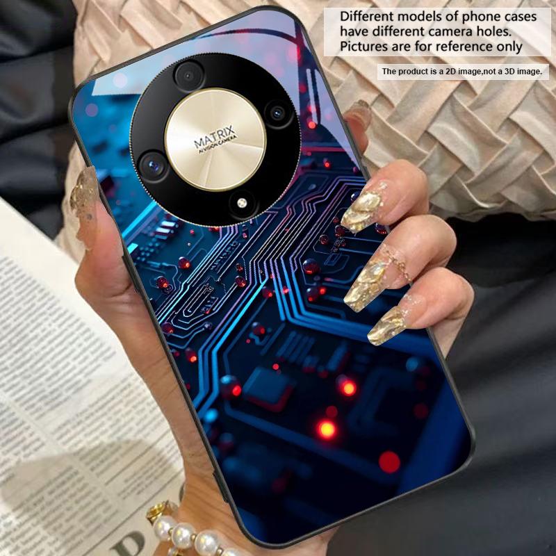 Geometric Form Structure For Honor 50 70 30 90 200 X5 X5b Plus X6 8 4G 9 X9c Smart 30 Max  Magic 4 5 Pro 7 Lite Glass Phone Case