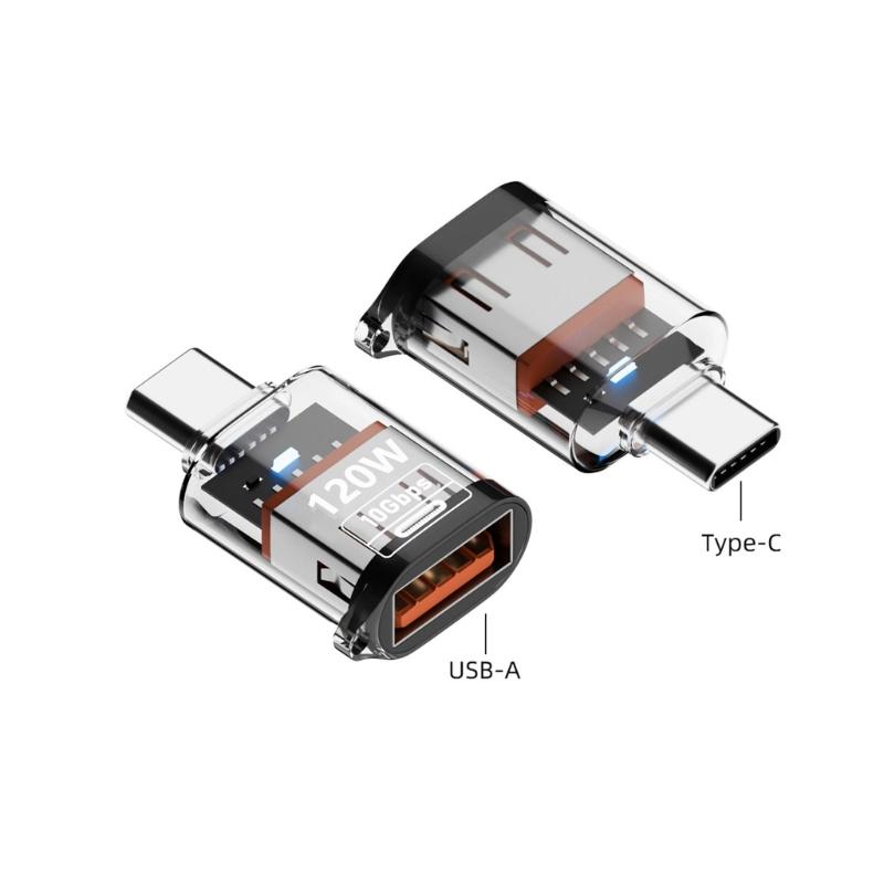 Type-C OTG Adapter Converter Support 10Gbps Data Transfer 120W Charging USB C Male to USB 3.2 Female Adapter Portable