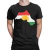 Kurdistan Flag Map  TShirt for Men  Crazy Pure Cotton Tee Shirt Crewneck Short Sleeve T Shirts Graphic Printed Tops