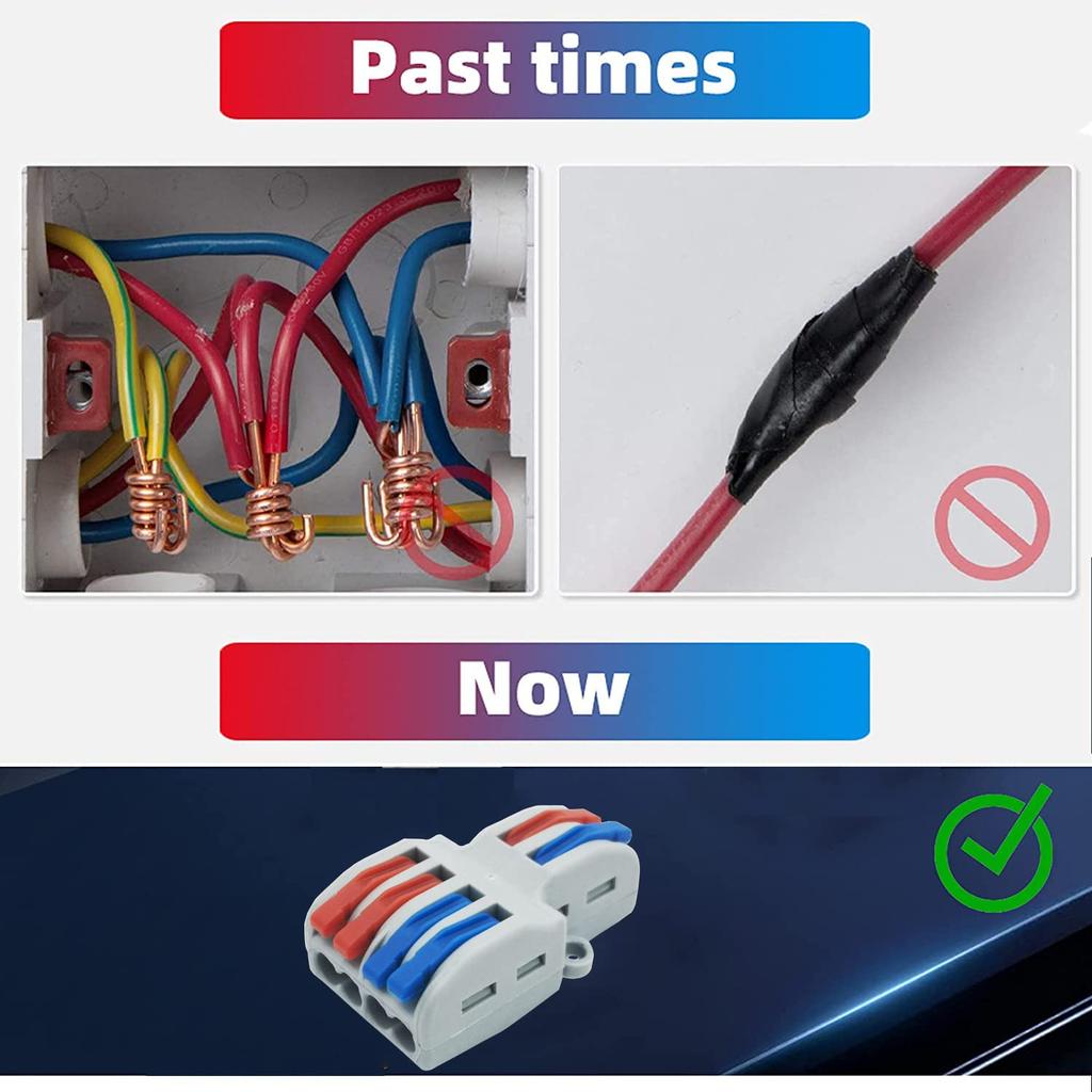 Ein-Klick-Verbinder, CESFONJER SPL-42 Steckverbinder, 2 Eingänge, 4 Ausgänge, Kompakter Verbindungsklemmenblock, Hebelmutter-Kabelverbinder (10 Stück)