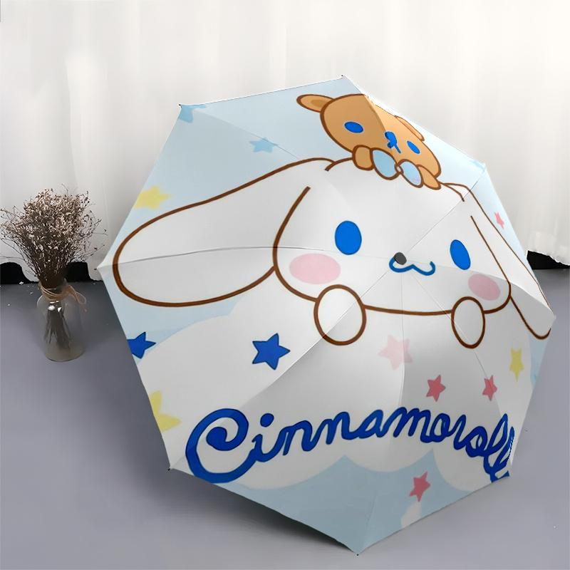1pc Cute Cinnamoroll & Bear Ideas Automatic 3-Fold Umbrella Design, Cute Cartoon Pattern, Portable Outdoor Umbrella, Perfect, Holiday Gift for fans.S0