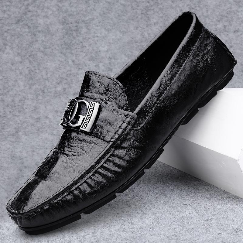 Fashion Genuine Leather Fashion Men Loafers Classic Slip-on Man Casual Shoes Moccasins Comfortable Non-slip Driving Shoes Business Flats
