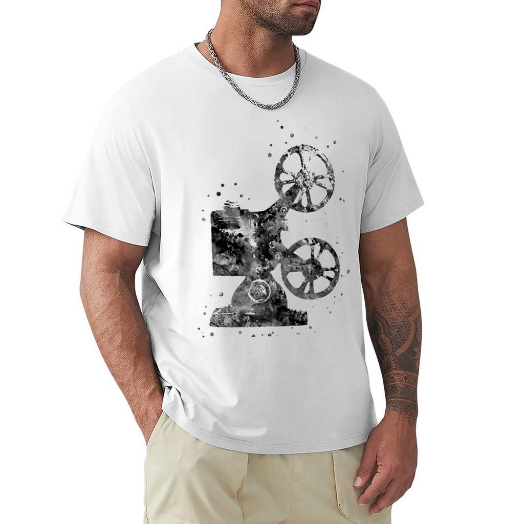 Vintage film movie projector TShirt anime stuff for a boy oversized graphic tee mens t shirts top quality