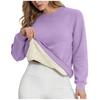 Women's Casual Fashion RoundNeck Pullover Top Winter Solid Color Plush Sweatshirt