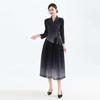 Miyake Elegant Plus Size Pleated Dress with Suit Collar