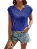 2024 Women's Round Neck Glitter Sequin Cap Sleeve T-Shirt
