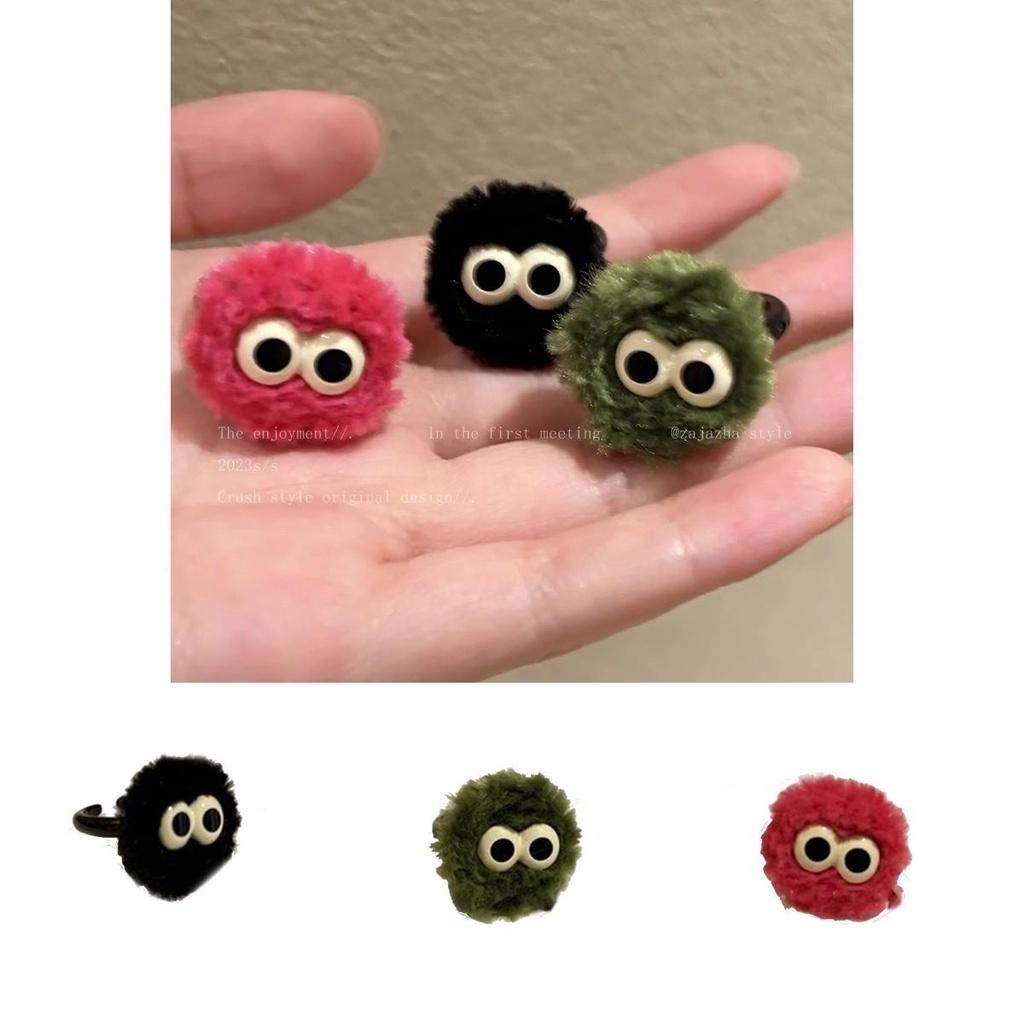 Stylish Cartoon Ring For Women Irregular Trendy Element Handmade Alloy Available In Pink Green And Black