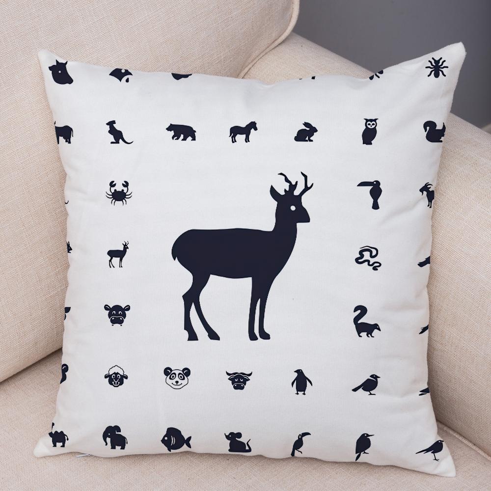 Cute Animal Silhouette Pattern Double Sided Printed Cushion Cover Soft Home Decor Pillowcase