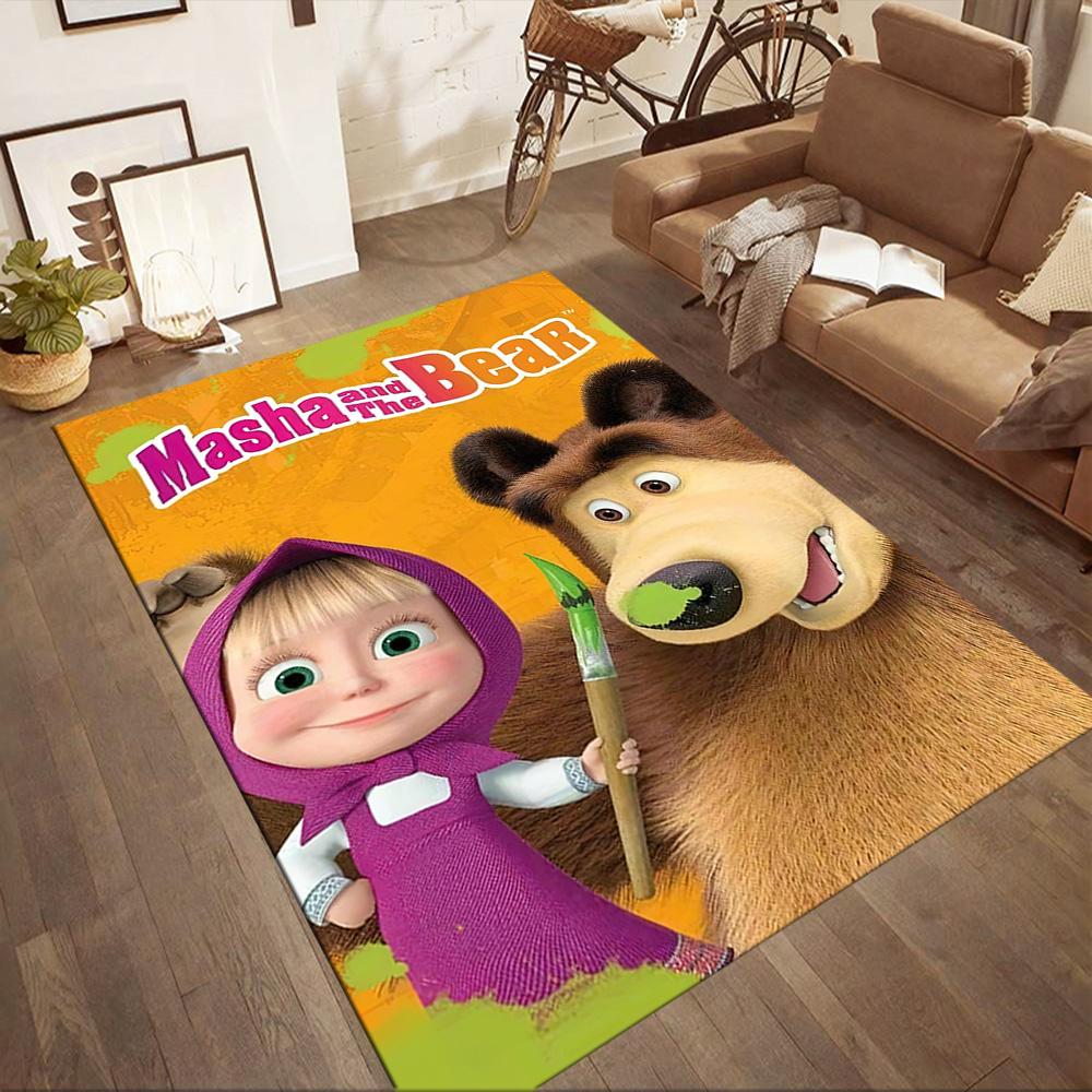 Masha Bear Floor Rug Office Rug Suitable for Balcony Playrooms Dormitory Kitchen Anti-slip Rug Decorate Offices Birthday/Christmas Gift