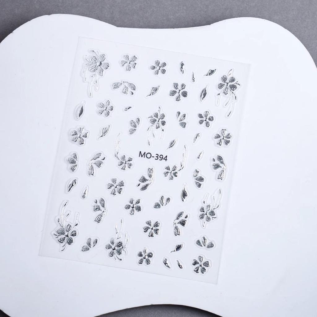 Chinese Style Nail Art Stickers: Golden & Silver Branches and Jade Leaves