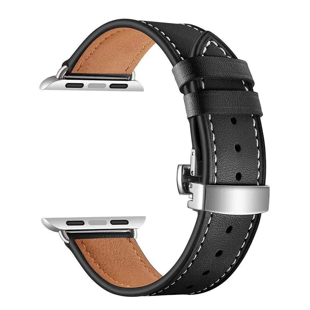 Leather wristwatch strap for Apple Watch 49mm 46mm 45mm 44mm 42mm 41mm 40mm 38mm 45mm for iWatch Series 11 10 9 8 7 6 5 4 Ultra3