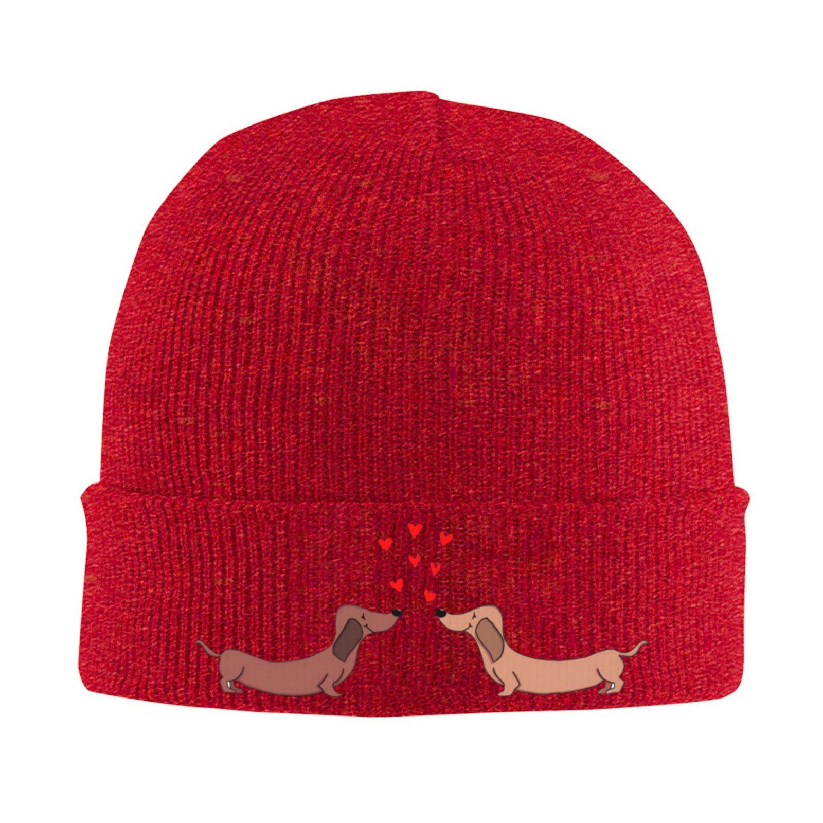 

Couple of Dachshund Beanie Vintage Graphic Knit Hat Retro Streetwear Soft Warm FatherDay Gift Idea Present for Unisex and Woman