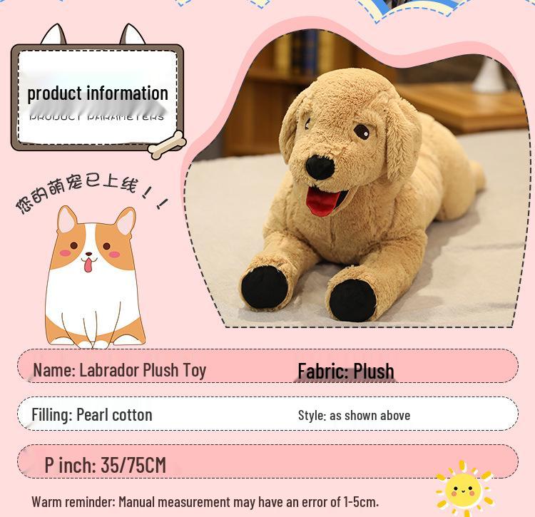 Large Yellow Labrador Puppy Plush Toy - Golden Retriever Doll for Children
