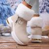 Klobige Plateau Flauschige Fell Schneestiefel Damen Winter Weich Dicke Sohle Fellige Stiefeletten Warm Lange Plüsch Damen Freizeitschuhe