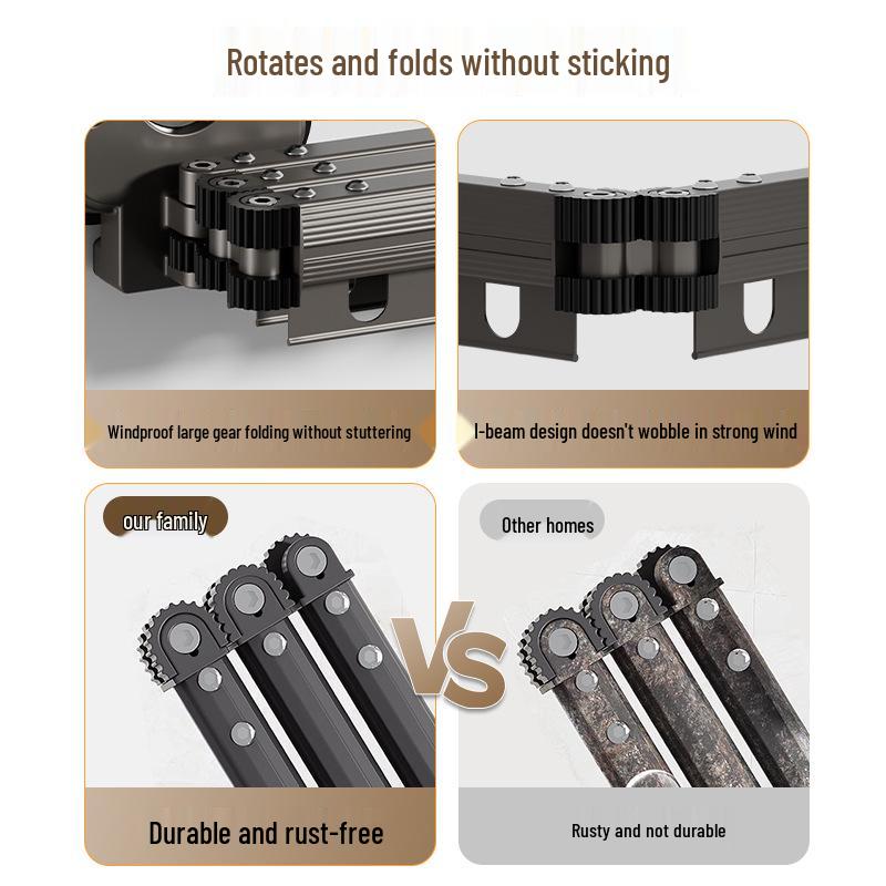 Foldable Telescopic Clothes Drying Rack with Suction Cup - Punch-Free Wall-Mounted for Balcony Use