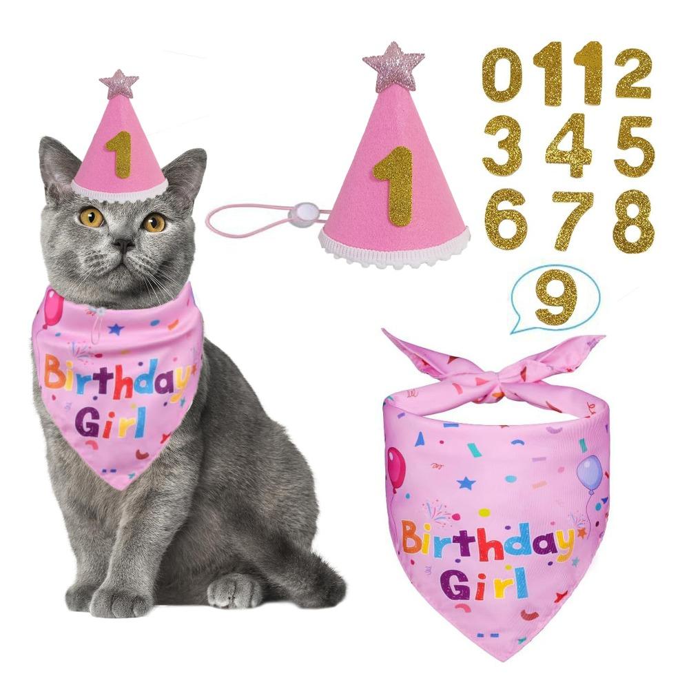 Adjustable Pet Birthday Caps Cute Dog Birthday Bib Cat Triangle Scarf  Puppy Costume