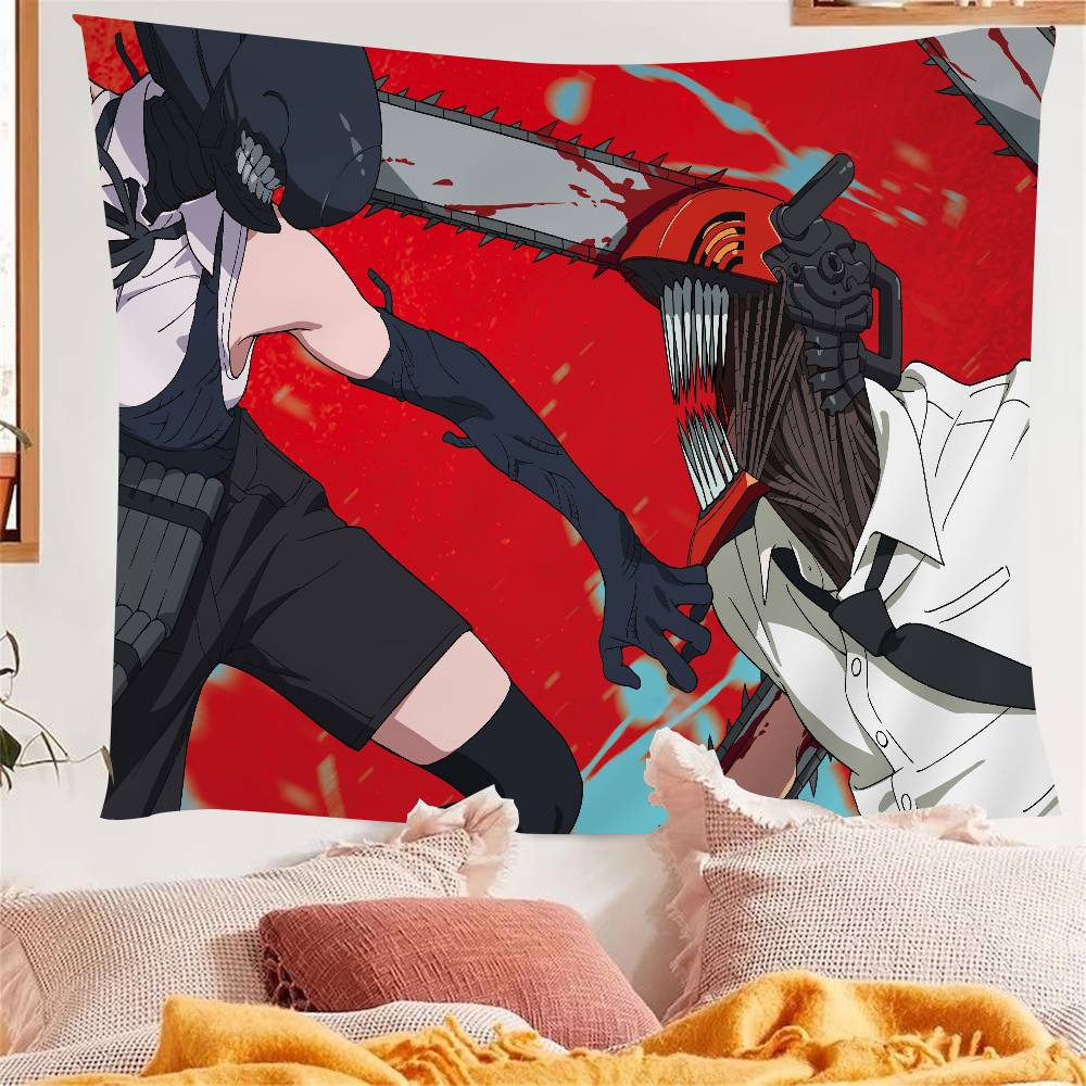 Classic Anime CChainsaw MMan Tapestry Wall Hanging Wall Hanging Bohemian Wall Tapestries Mandala Wall Hanging Sheets