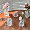 Retro Embossed Transparent Glass Vase: French-Inspired Luxury Home Decor for Living Room