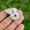 Sterling Silver Round Natural Labradorite Statement Bezel Flower Ring Jewelry
