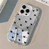 Black Love Heart Mirror Phone Case For iPhone 17 Pro Max 14 16 15 13 12 11 XS X XR 7 8 Plus Make Up Mirror Shockproof TPU Cover