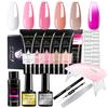 No-Wipe Extension Gel Kit with Nail Forms, Quick Soak-Off Builder Gel for Crystal Nail Extensions, Strong Flexible Clear Gel 30ml