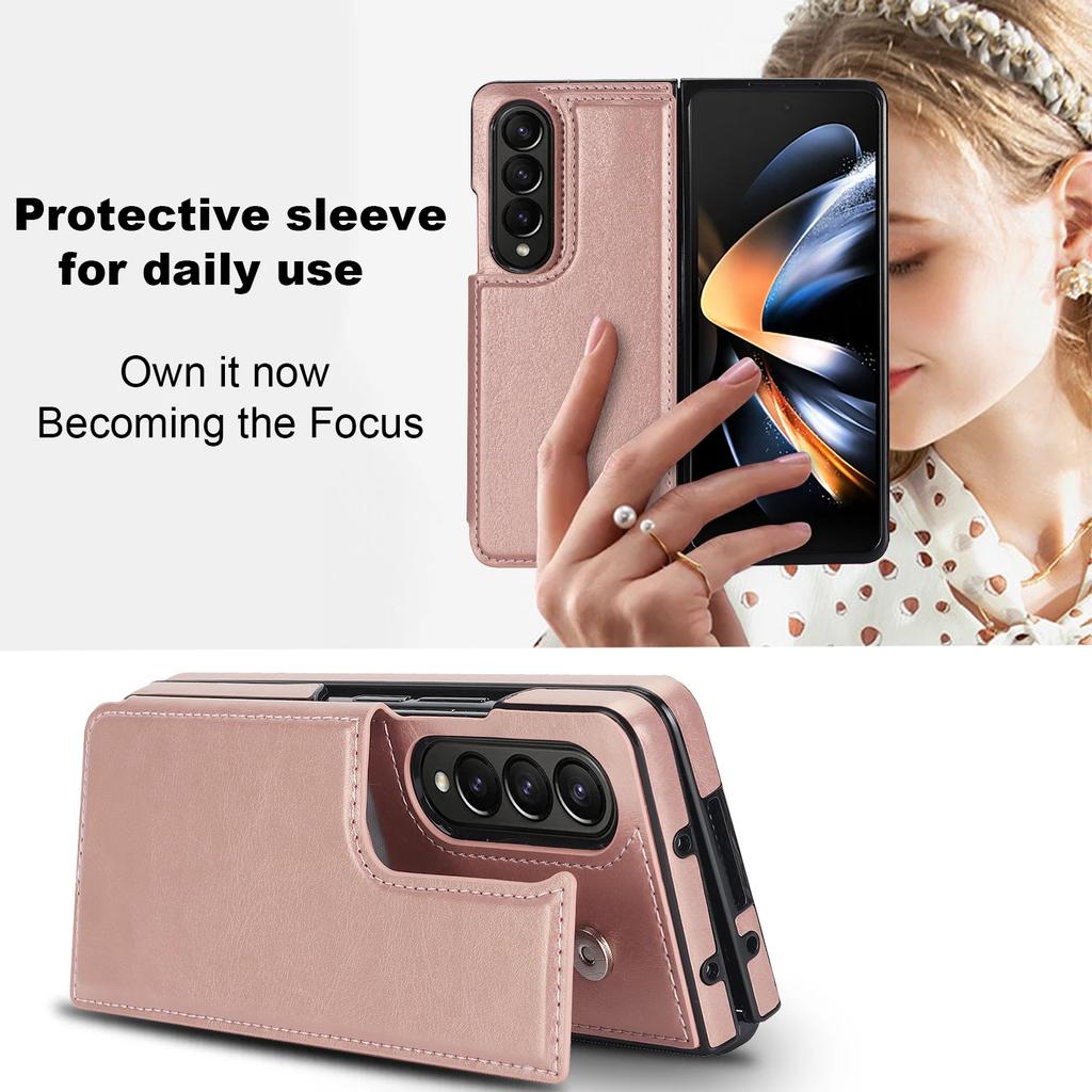 Folding Card Bag Leather Stand Case for Samsung Galaxy Z Fold 6 5 4 3 5G Fold 6 Business Protection Z Fold 5 Luxury Fashion Cover