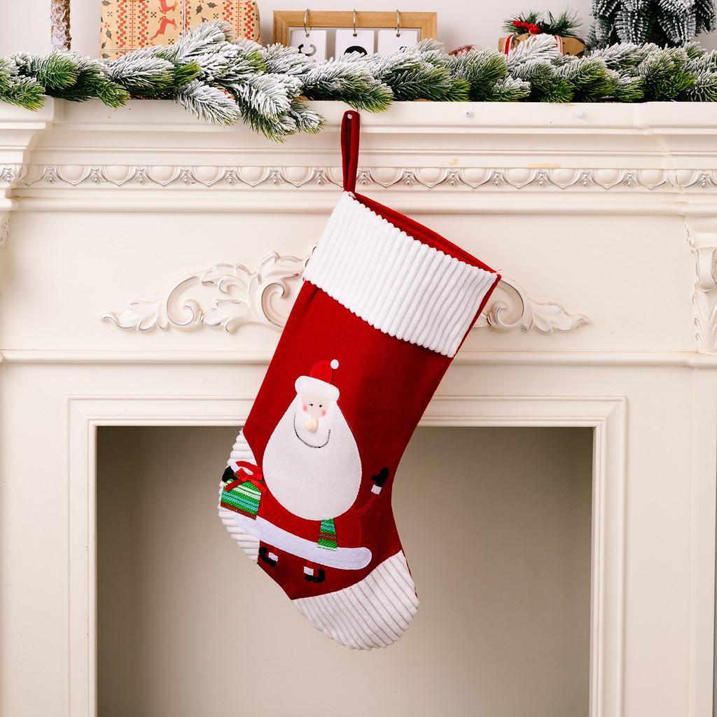 Christmas Colorful Plush Stocking With Whimsical Santa And Delightful Reindeer For Joyful Seasonal Celebrations