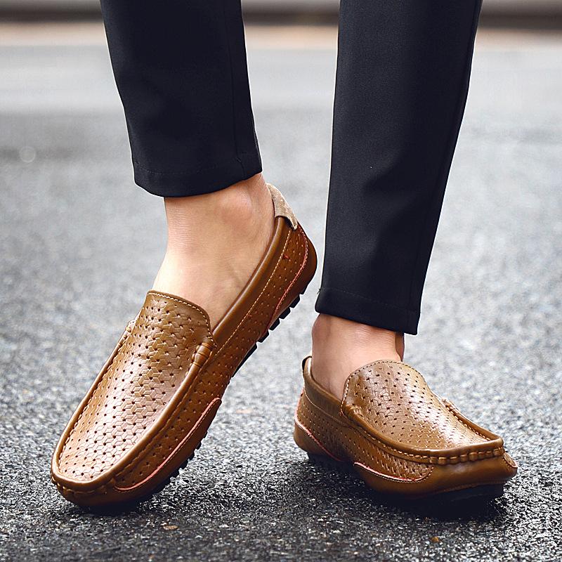 2025 Summer New Men's Fashion Large Casual Leather Shoes Breathable and Comfortable Driving Shoes Men's Shoes Zapatos De Hombre