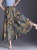 Plus-Size Ink Painting High-Waist A-Line Ice Silk Skirt Pants - Thin, Loose, Versatile Style for Women