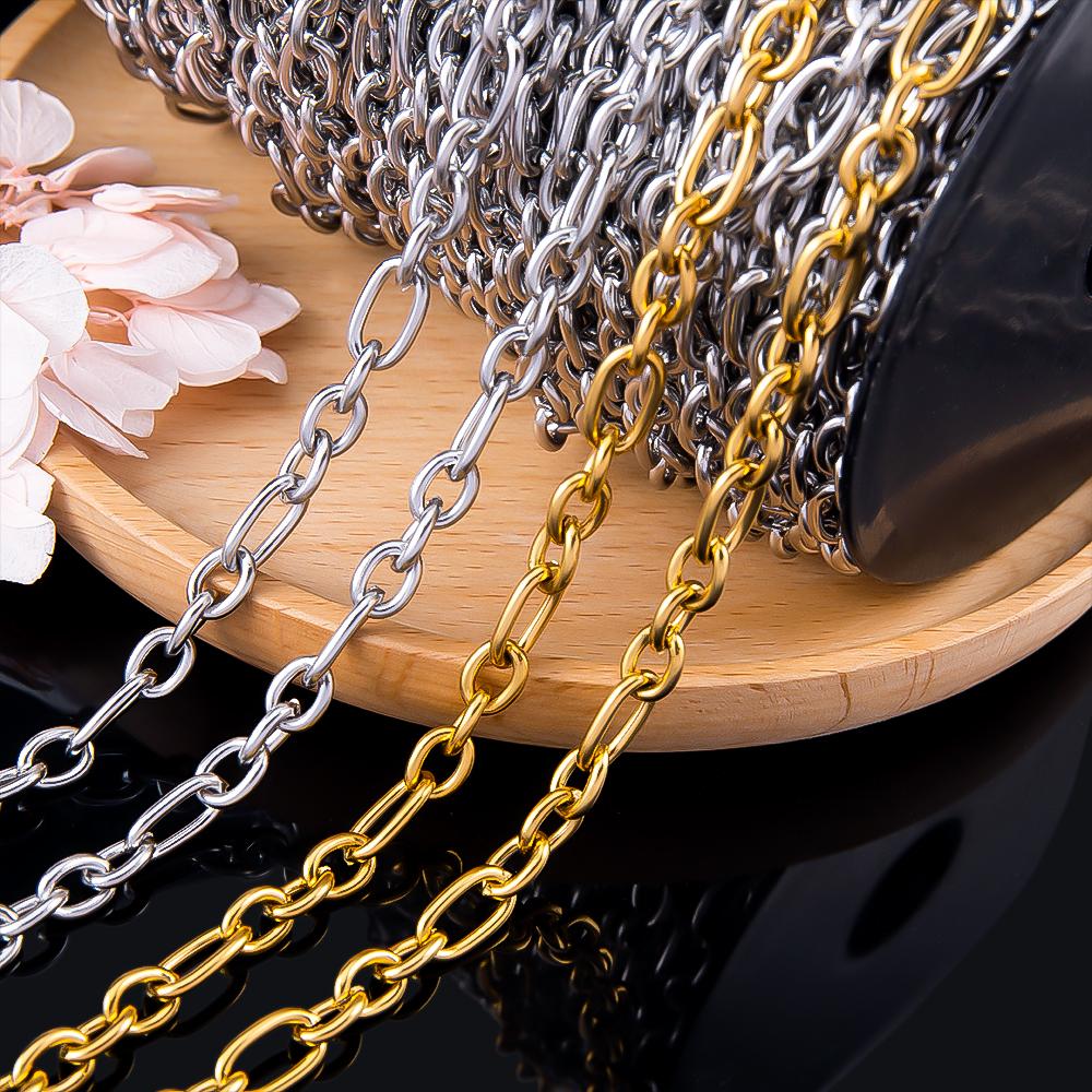 0.5M 1M Geometry Open Ring Round Necklace Chain Stainless Steel Circle Link Chains DIY Women Bracelets Jewelry Making Body Chain