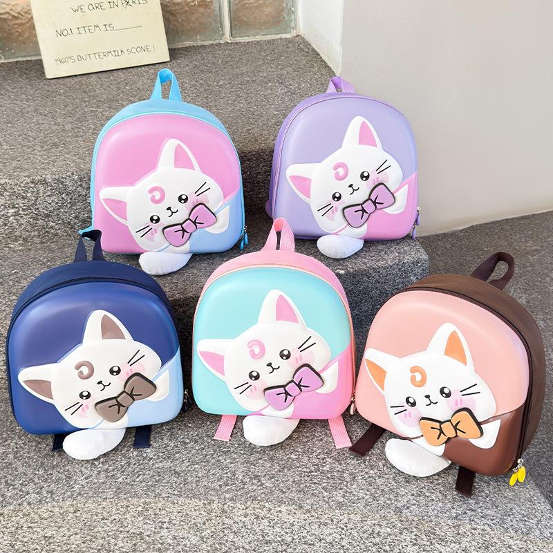 Cartoon Kindergarten Children's Schoolbag, Cartoon Cat Hard Shell Bag, Fashionable and Lightweight Children's Shoulder Trendy Bag