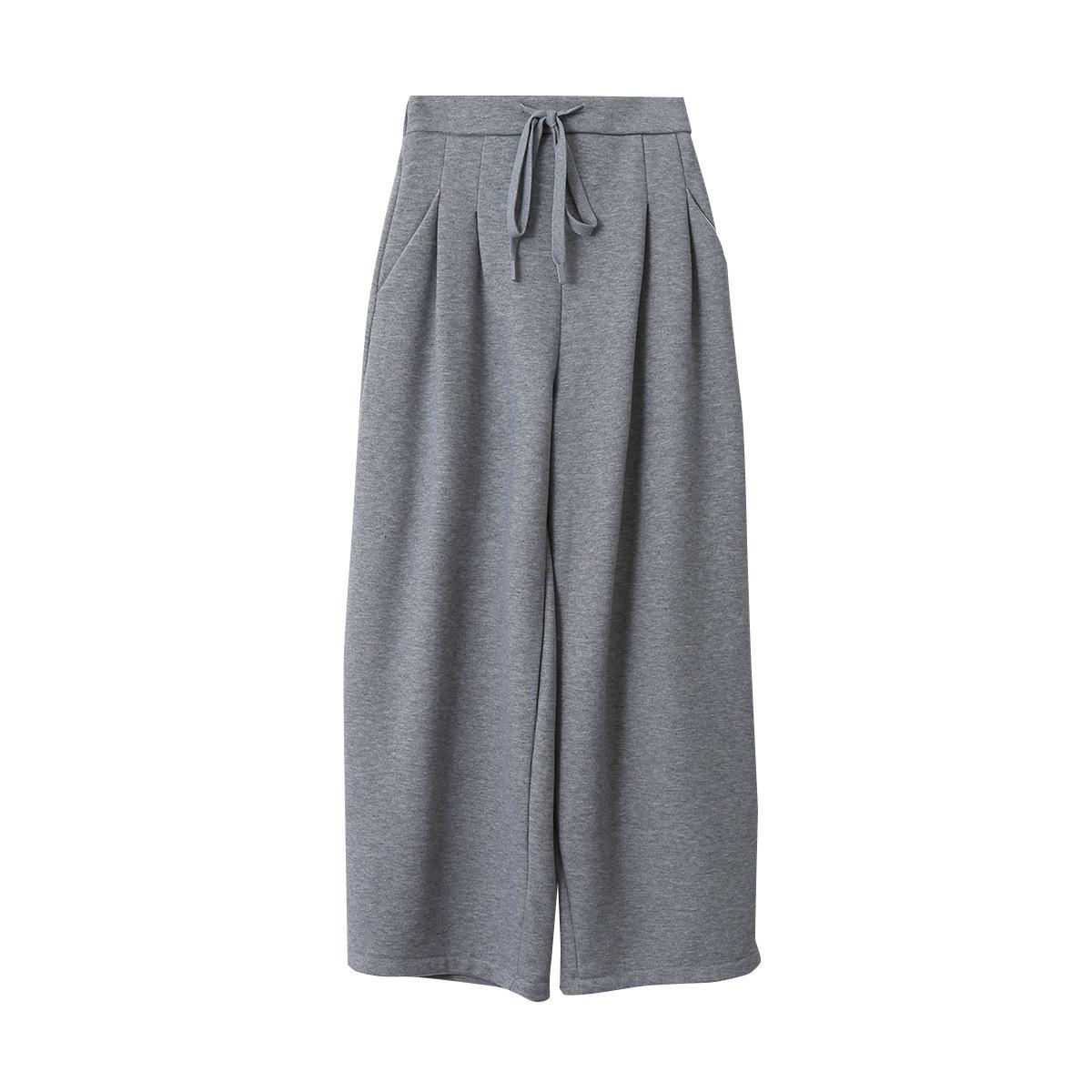 Retro Loose Scimitar Winter Pants: Minimalist Drawstring Drape Casual Pants for Women M