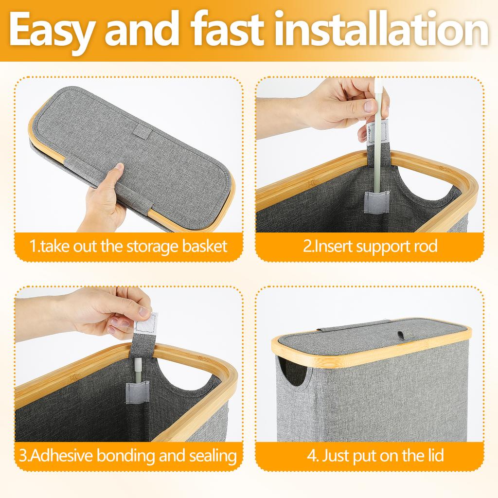 Bathroom Toilet Paper Basket Oxford Cloth with Lid Breathable Large Capacity Paper Roll Organizer Basket Dispenser