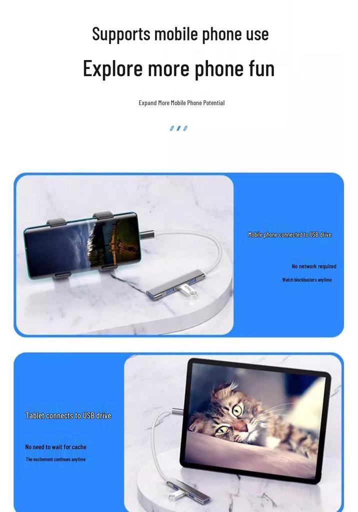 USB 3.0 Hub Extension for Laptop/Desktop