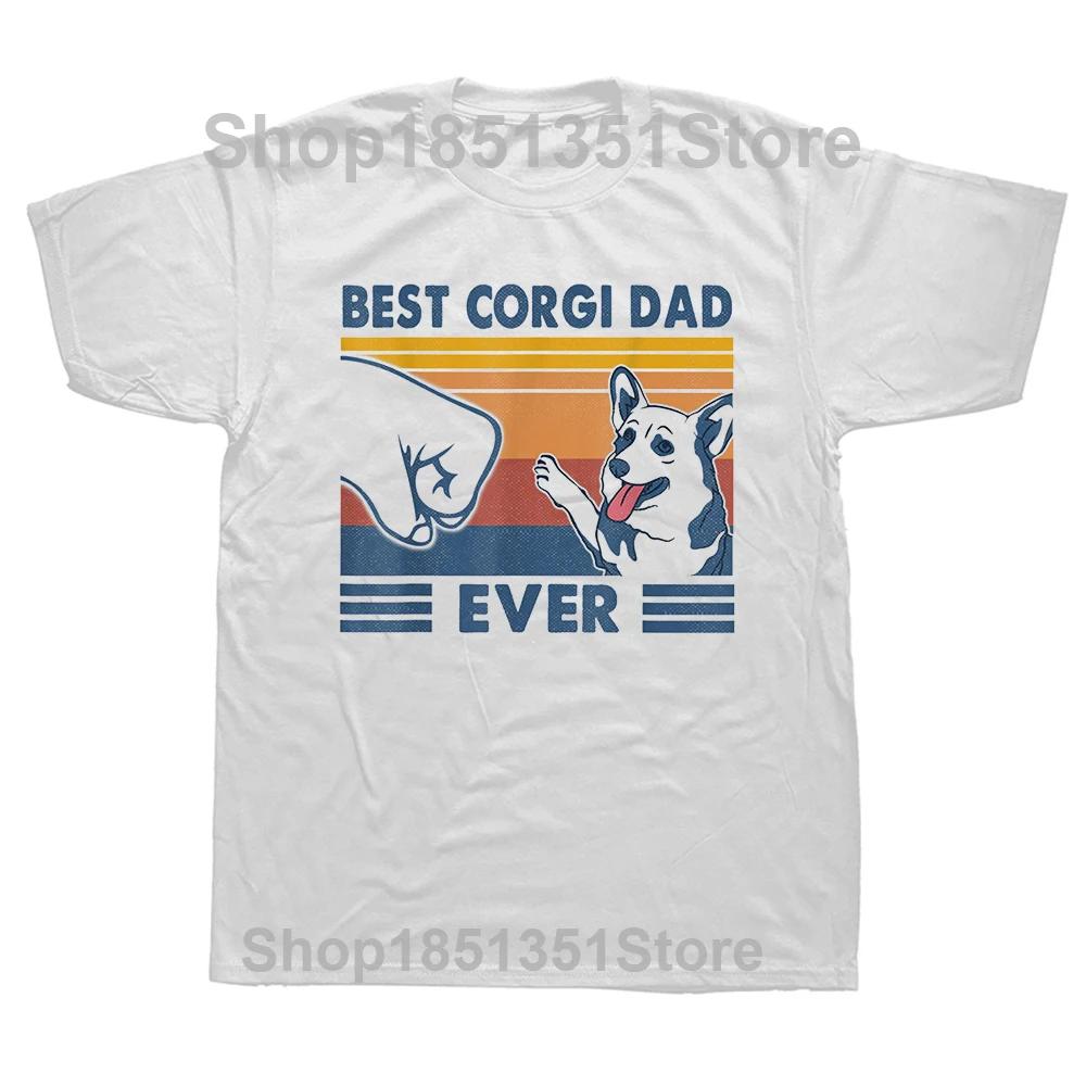 Mens TShirts Best Corgi Dad Ever Funny Corgi Owner Cool Cotton Tee Shirt Dog Animal Tshirt Round Collar Clothing Gift Idea S
